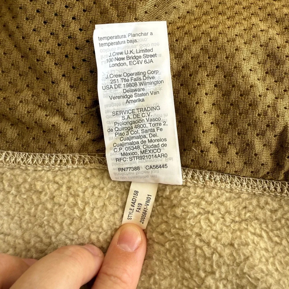 J Crew Nordic All Weather Designs Fleece Hoodie Jacket‎ Tan Size Small